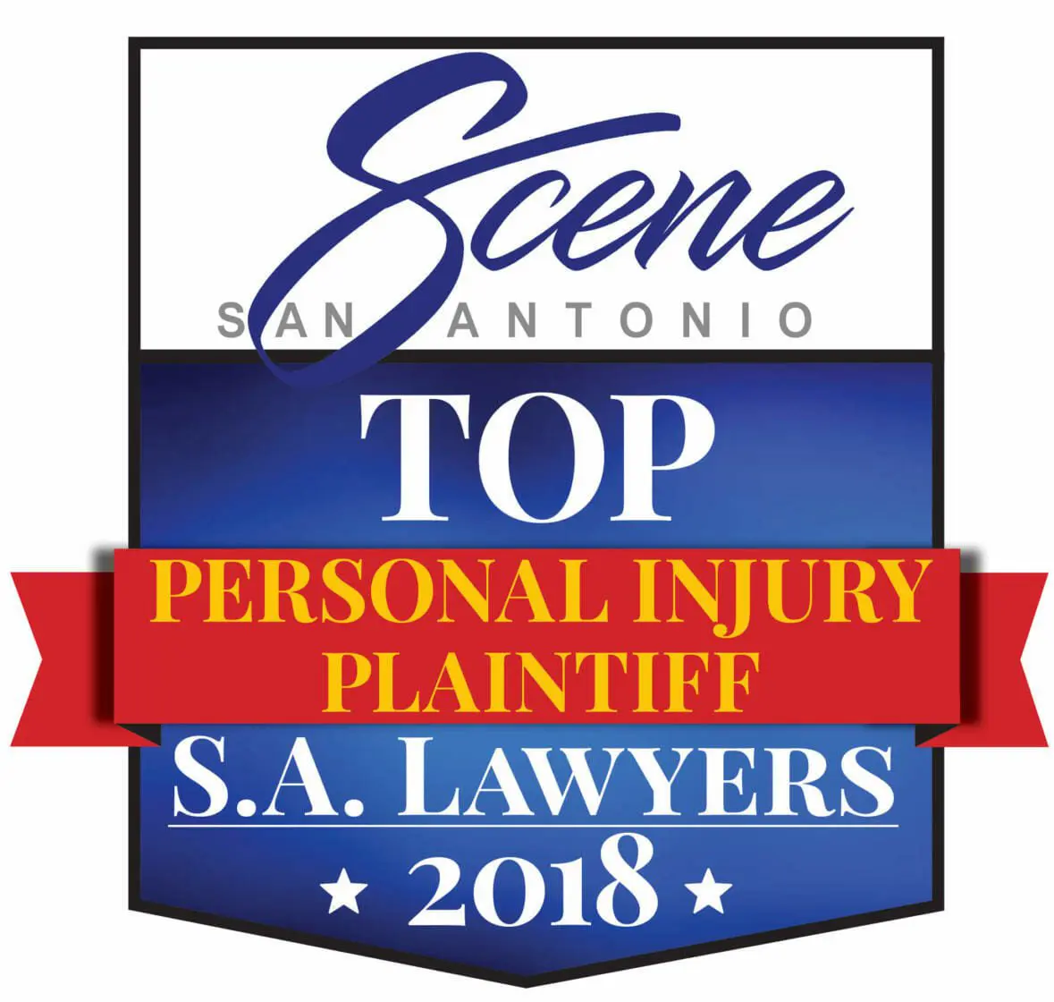 Scene San Antonio Top Personal Injury Plaintiff SA Lawyers 2018 accolade