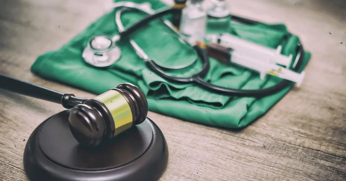 Blog 17 Gavel, stethoscope, and medical instruments