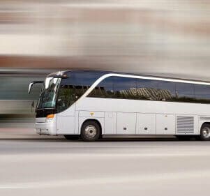 Tour bus with added motion blur
