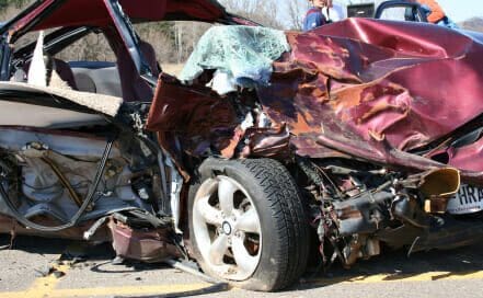 Texas Man Killed in Oregon Car Crash 1 Red car wreckage