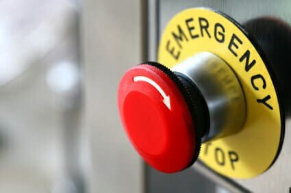 Lubbock Man Killed in Cement Mixer Accident 1 Emergency stop button in industrial setting