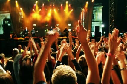 Crowd in blur at a rock concert.
