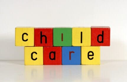 Blocks spelling out Child Care