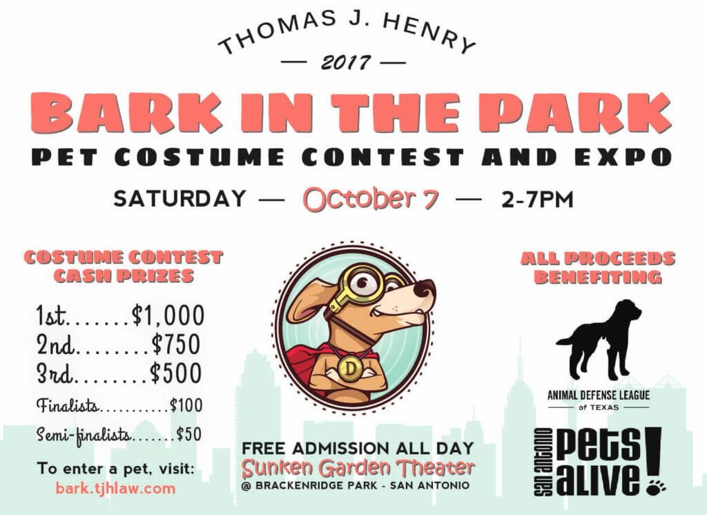 3rd Annual Thomas J. Henry San Antonio Bark in the Park on Saturday October 7 San Antonio BITP Flyer 1