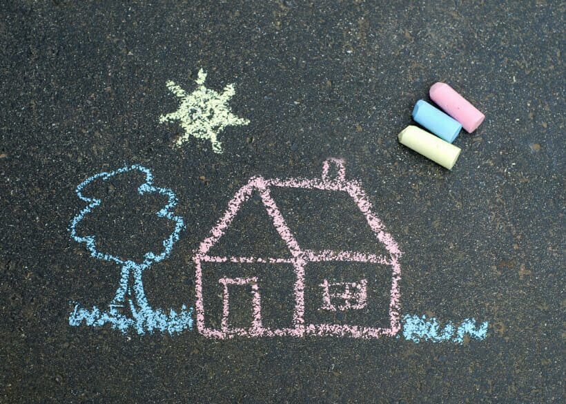 Chalk drawing of a house