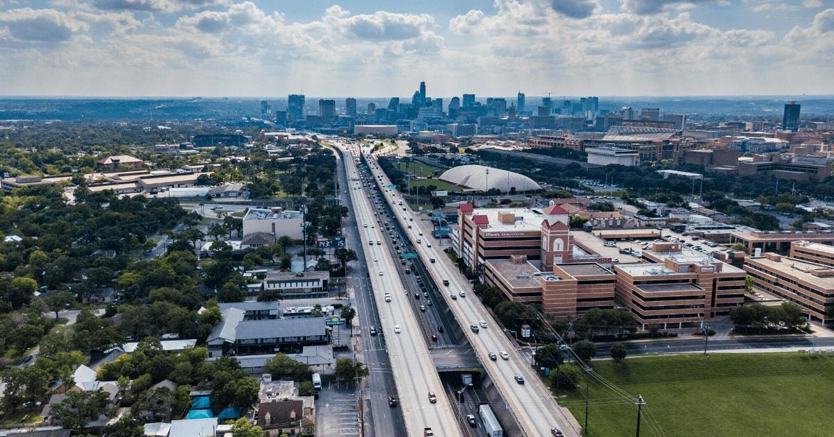High view of a Texas highway